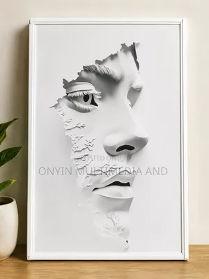 Elegant Abstract Face Wall Art 10x16 – White PVC Frame
