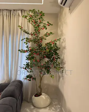 Textured Pale Shoe Pot With Red Exotica | Artificial Plants Nigeria