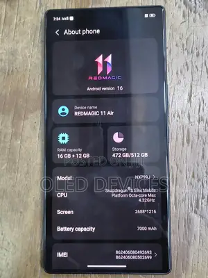ZTE nubia RedMagic 11 Air 512 GB Black