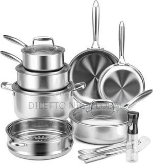 VONIKI Stainless Steel Cookware Set Pots and Pans With Steamer Basket