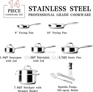 VONIKI Stainless Steel Cookware Set Pots and Pans With Steamer Basket