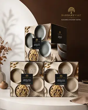 Barbary Oak Verona Set of 4 Pasta Bowls in Stone Slate - Ceramic