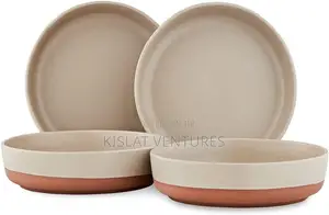 Barbary Oak Verona Set of 4 Pasta Bowls in Stone Slate - Ceramic