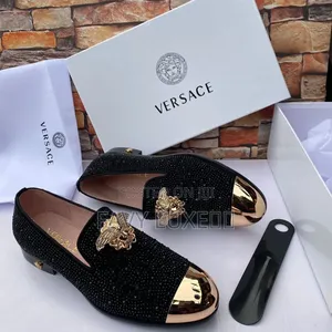 Versace Rhinestone Medusa Loafers 