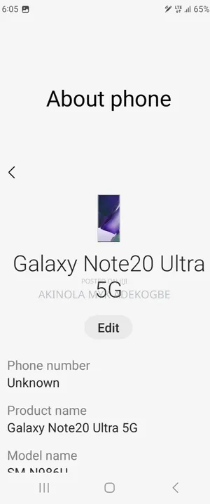 Samsung Galaxy Note 20 Ultra 5G 128 GB Black