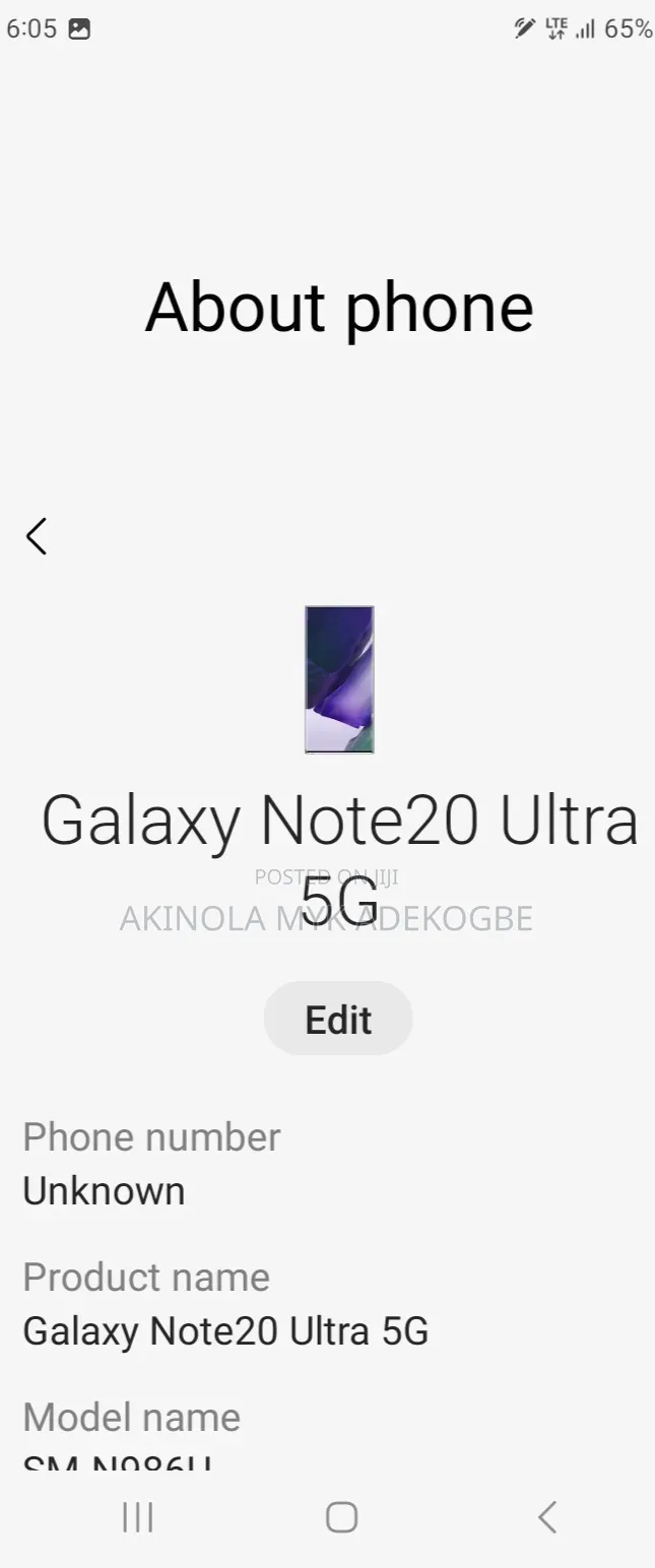Samsung Galaxy Note 20 Ultra 5G 128 GB Black