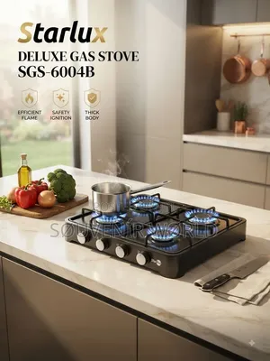 Starlux SGS-6004B 4-Burner Deluxe Gas Stove