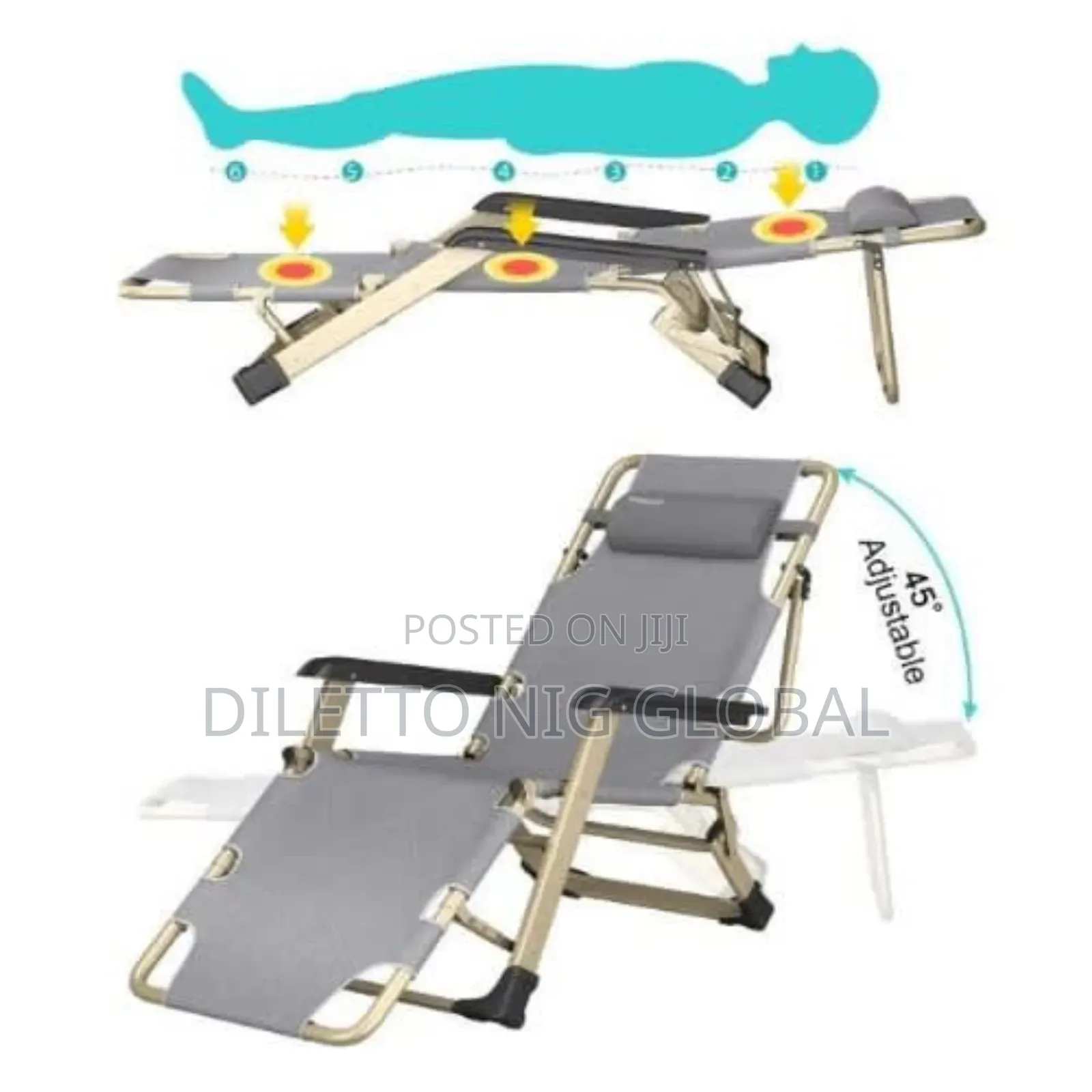Adjustable Reclining Folding Bed/Chair