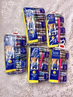 A99 3 in 1 Men Woven Cotton Boxers - Checkered Plaid - Size L, XL