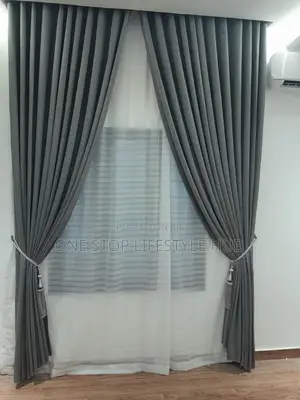 Dark Gray Living Room Curtains (Complete With Tiebacks Accessories)