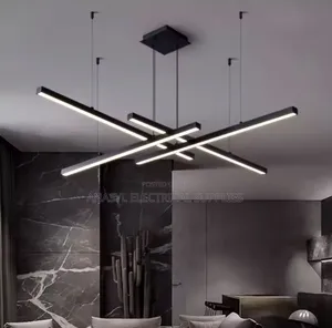 Modern Geometric Cross-Linear LED Chandelier