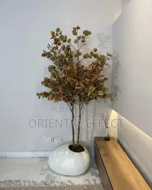 Textured Pale Shoe Pot With Artificial Money Tree | Artificial Trees