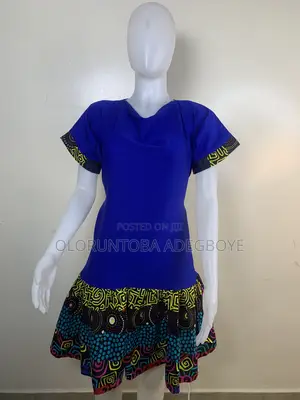 Cowl Neck Blue Dress