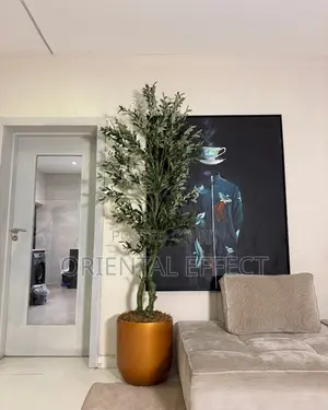 Gold Orion Pot With Twisted Olive Tree | Artificial Olive Tree Nigeria