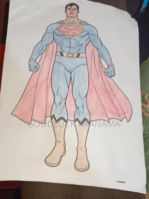 Original Hand-Coloured Superman, Spider-Man Ronaldo Drawings