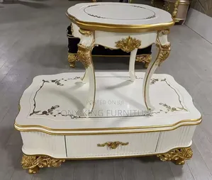 Modern White and Gold Royal-Style Luxury Center Table Set