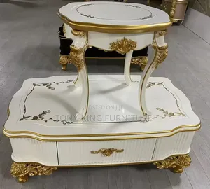 Modern White and Gold Royal-Style Luxury Center Table Set