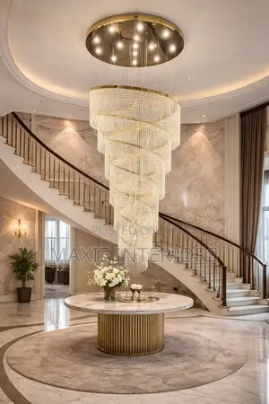 Luxury Crystal High Ceiling Dropping Staircase Chandelier