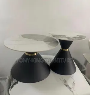 2-in-1 Modern Minimalist Marble Conical Metal Base Coffee Table Set