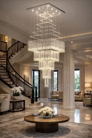Luxury Crystal High Ceiling Dropping Staircase Chandelier