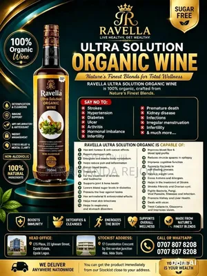 Ravella Ultra Solution Organic Wine — 100% Natural • Sugar-Free • Non-