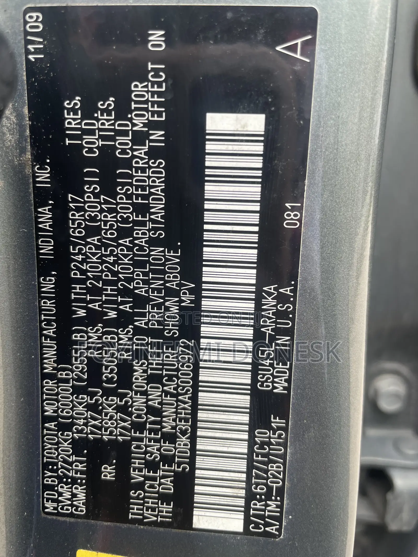 Toyota Highlander 2010 Gray