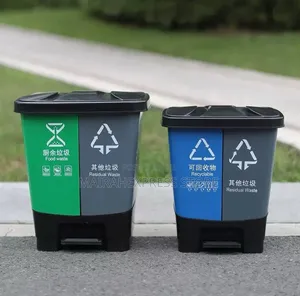 2in1 Double Barrel 60L Plastic Trash Bin T2mm7
