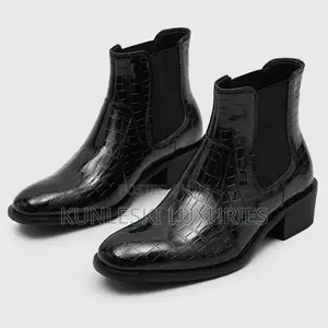 Original Crocodile Embossed Chelsea Leather Boots - Elastic Side