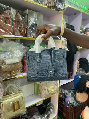 Ladies Luxury Navy Blue Crocodile-Pattern Handbag