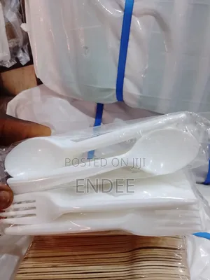 White Rubber Spoon and Fork by 100piec