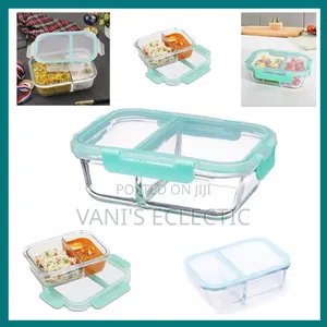 2-Compartment Partitioned Glass Lunch Boxes