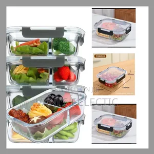 2-Compartment Partitioned Glass Lunch Boxes
