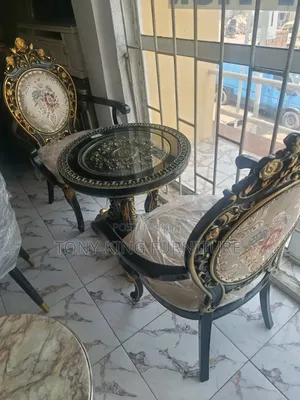 Black-and-Gold Baroque-Style Royal "You Me" Lounge Set.