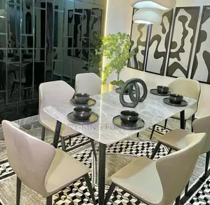 Marble Dining Table Set by 6-Seater