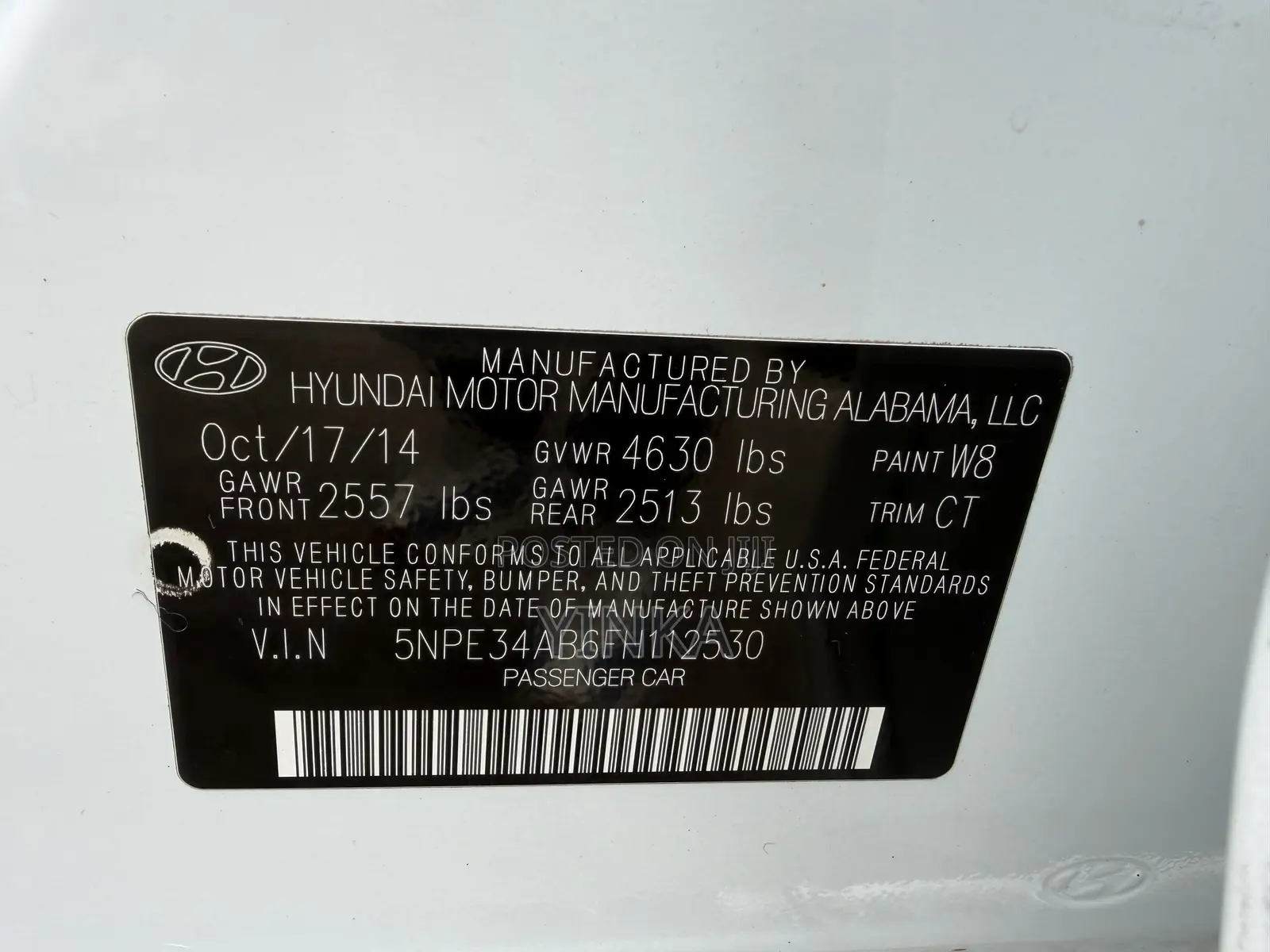 Hyundai Sonata 2015 White