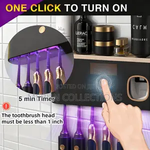 Toothbrush Holder, Sterilizer and Toothpaste Dispenser