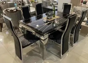 Brand New Quality and Imported Marble Top Dining Table by 6 Chairs