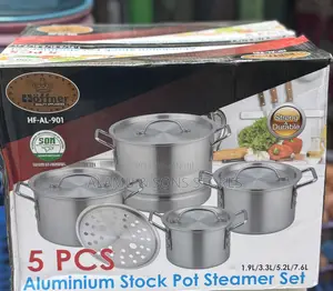 HÖFFNER HF-AL-901 5-Piece Aluminium Stock Pot Steamer Set