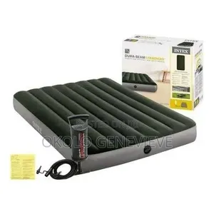 Inflatable Double Airbed With Pump 4ft by 6ft 10" Height Green Color