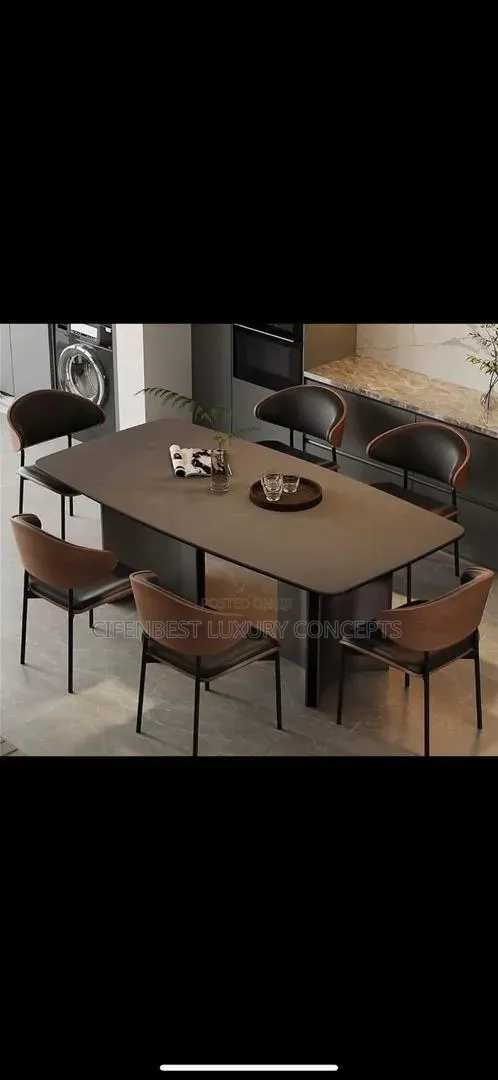 Executive Marble Top Dining Table and 6 Chairs