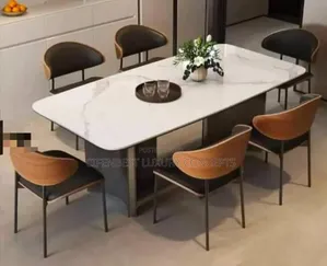 Executive Marble Top Dining Table and 6 Chairs