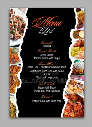 Menu Card Printing in Nigeria | Restaurant, Food Event Menu