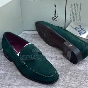 Rich Textured Dark Brown, Green and Black Suede Loafers