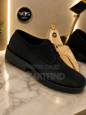 Black Suede Chunky Lace-Up Shoes for Men - Custom Made Available