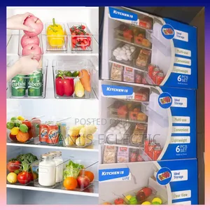 6-Piece Acrylic Storage Organizer Bin Set (Fridge Storage Set)