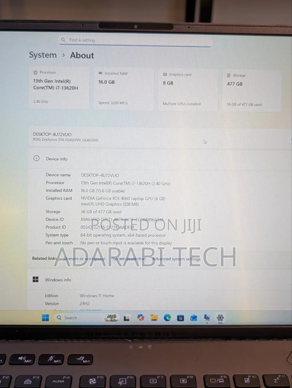 Laptop Asus ROG Zephyrus G16 16GB Intel Core i7 SSD 512GB