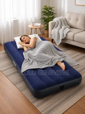 Inflatable Single Size Portable Airbed 39 X 99 X 10 With Easy Pump