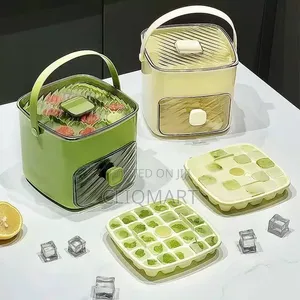 Portable Ice Bucket With Scoop Drain – Ice Cube Container W/Lid