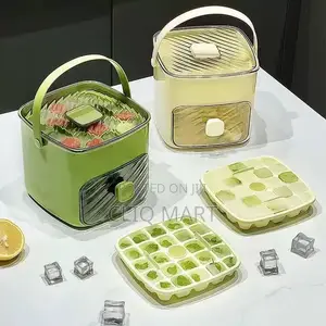 Portable Ice Bucket With Scoop Drain – Ice Cube Container W/Lid