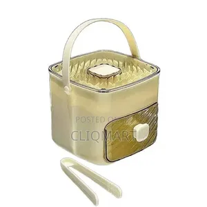 Portable Ice Bucket With Scoop Drain – Ice Cube Container W/Lid